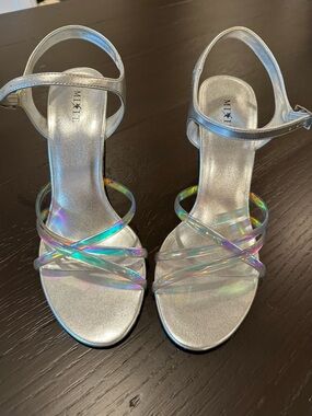 Mix It Iridescent Silver Strappy Heels
